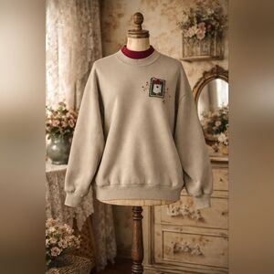 Vintage Top Stitch Birdhouse Embroidered Sweatshirt Size Large Made in USA